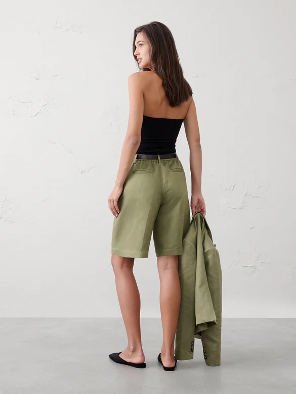 BNWT Moss Green Bermuda Suit Shorts BANANA REPUBLIC FACTORY Sizes S, M - Picture 3 of 4